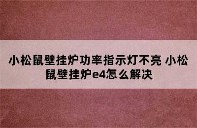 小松鼠壁挂炉功率指示灯不亮 小松鼠壁挂炉e4怎么解决